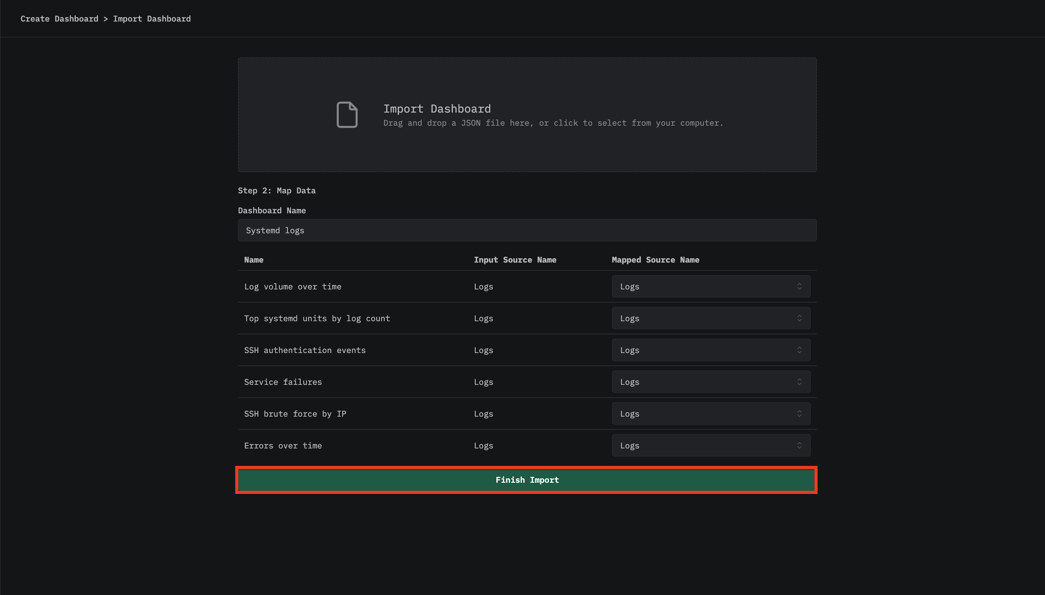 Завершение импорта